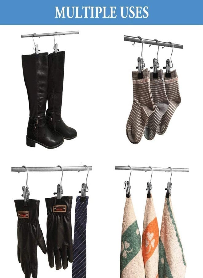 ZIVIK 4 PCS Laundry Hanging Hooks Clips Hanger Clips Boot Hangers Stainless Steel Portable Travel Hanging Drying Clothes Pins for Closet Home Clothing Trouser Towel Sock (4) - Image 4